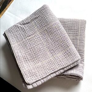PARACHUTE 100% Cotton Gauze KING Pillow Shams 2 Cases Greige Grid pattern Soft